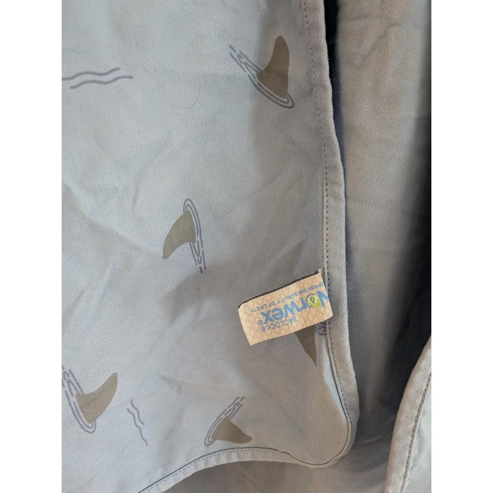 Norwex Beach Hooded Towel Blue‎ Shark Print Pool or Bath Quick Dry